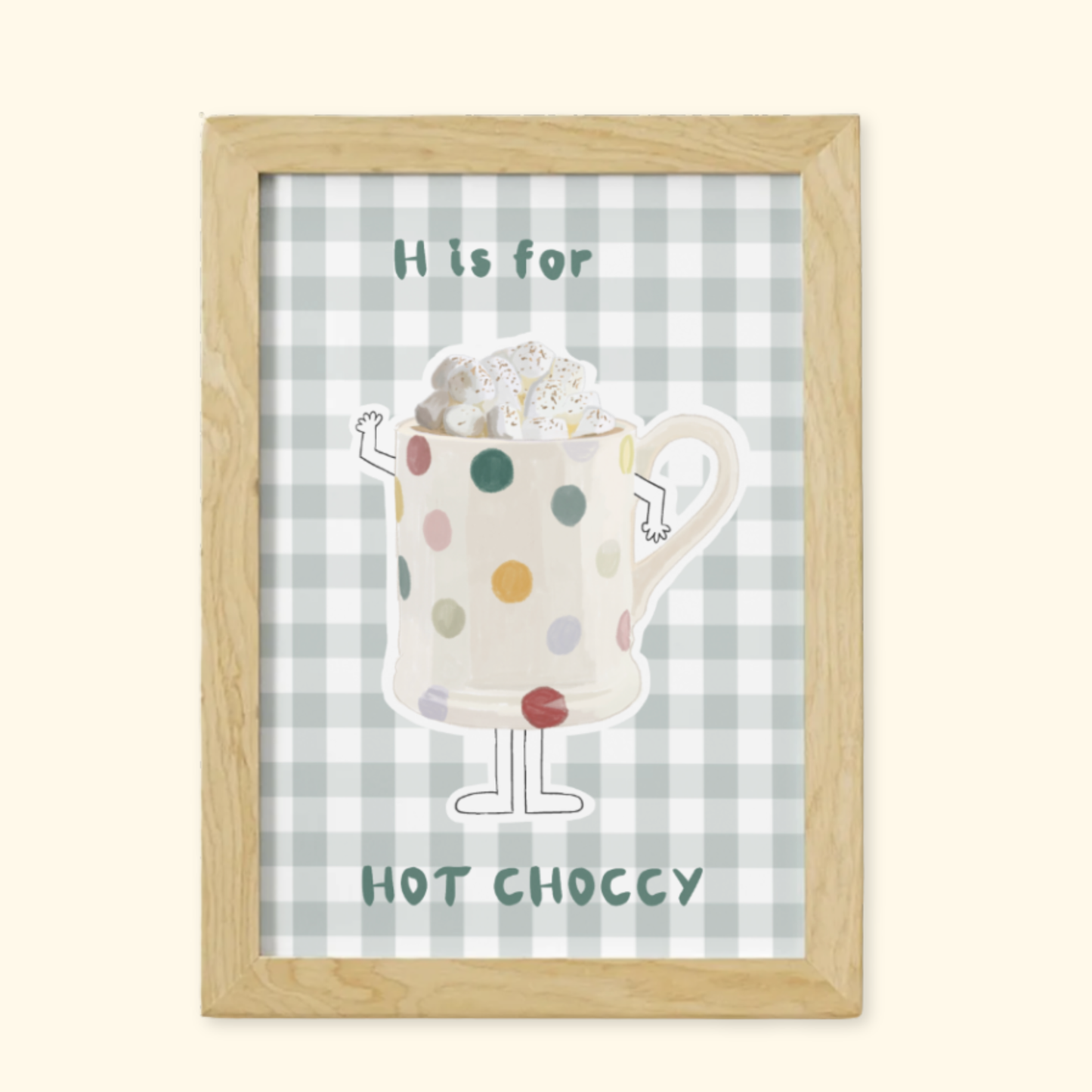 H is for Hot Chocolate framed mockup