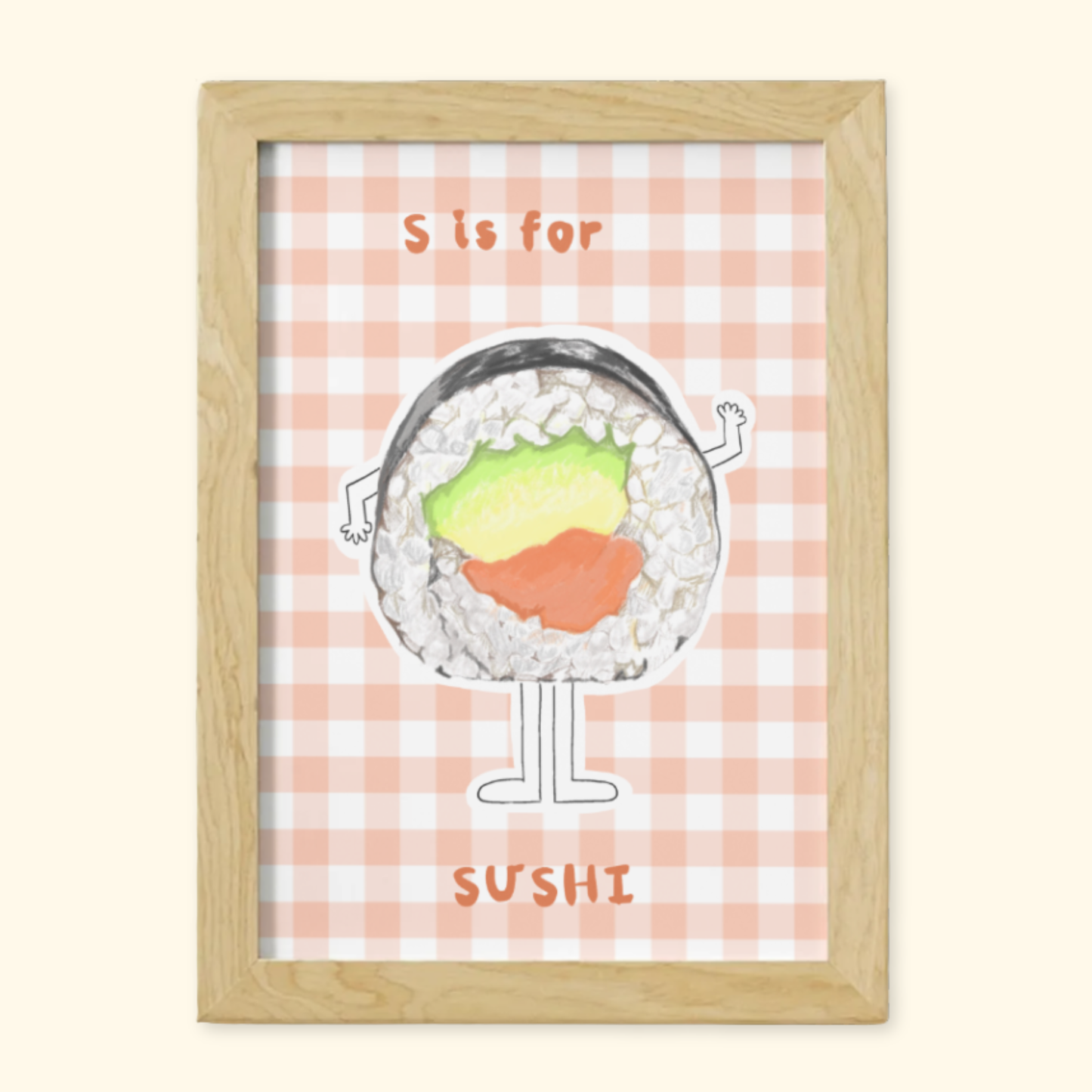S is for Sushi framed mockup
