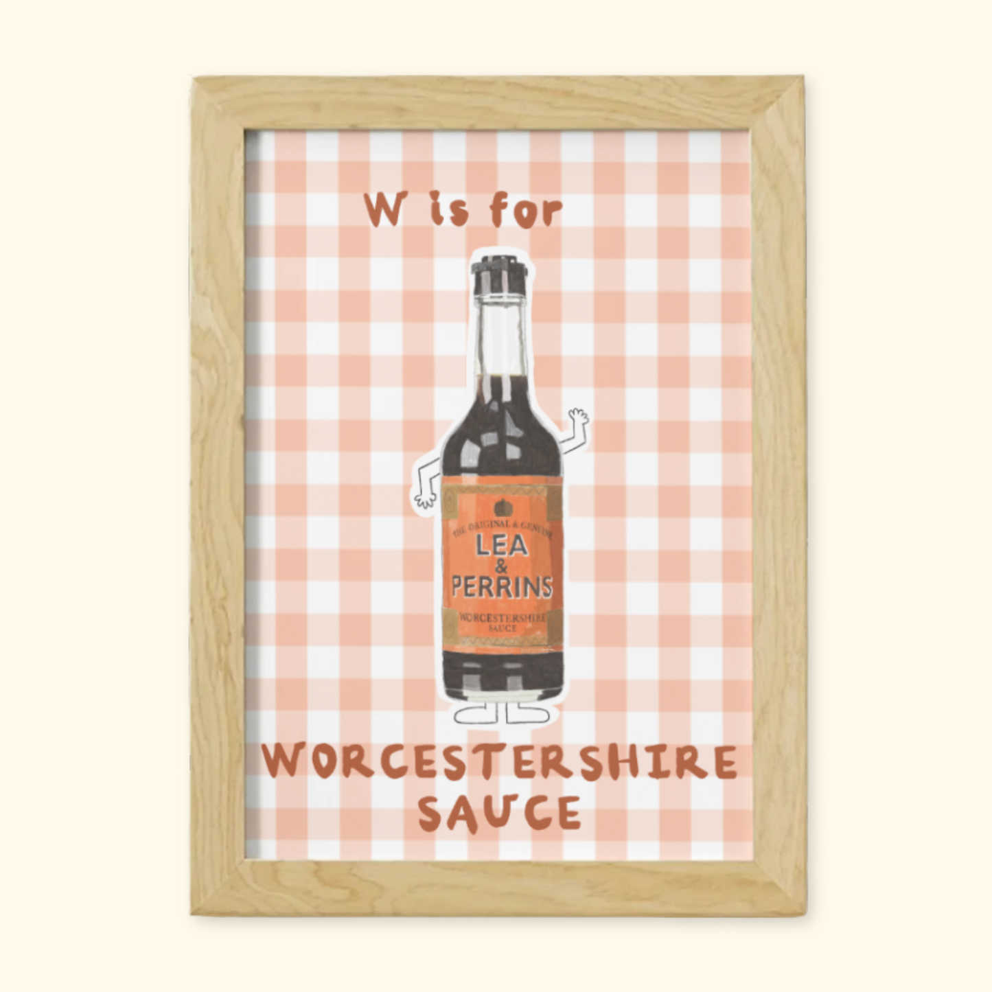W is for Worcestershire Sauce framed mockup