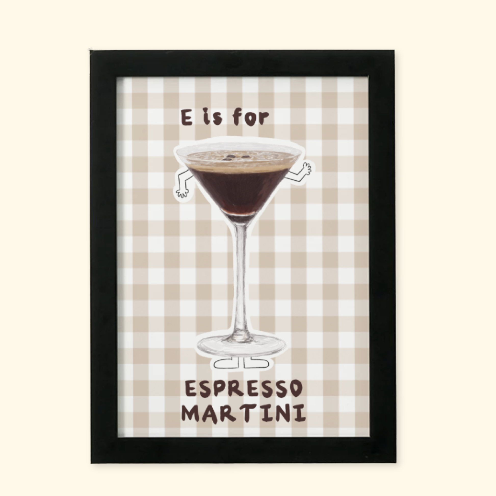 E is for Espresso Martini framed mockup