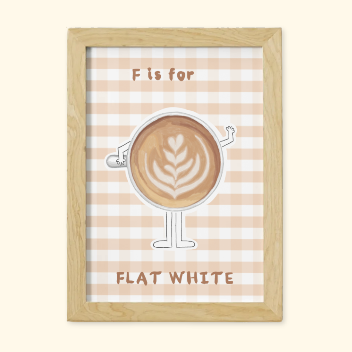 F is for Flat White framed mockup