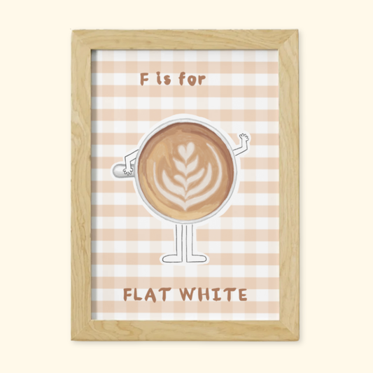 F is for Flat White framed mockup