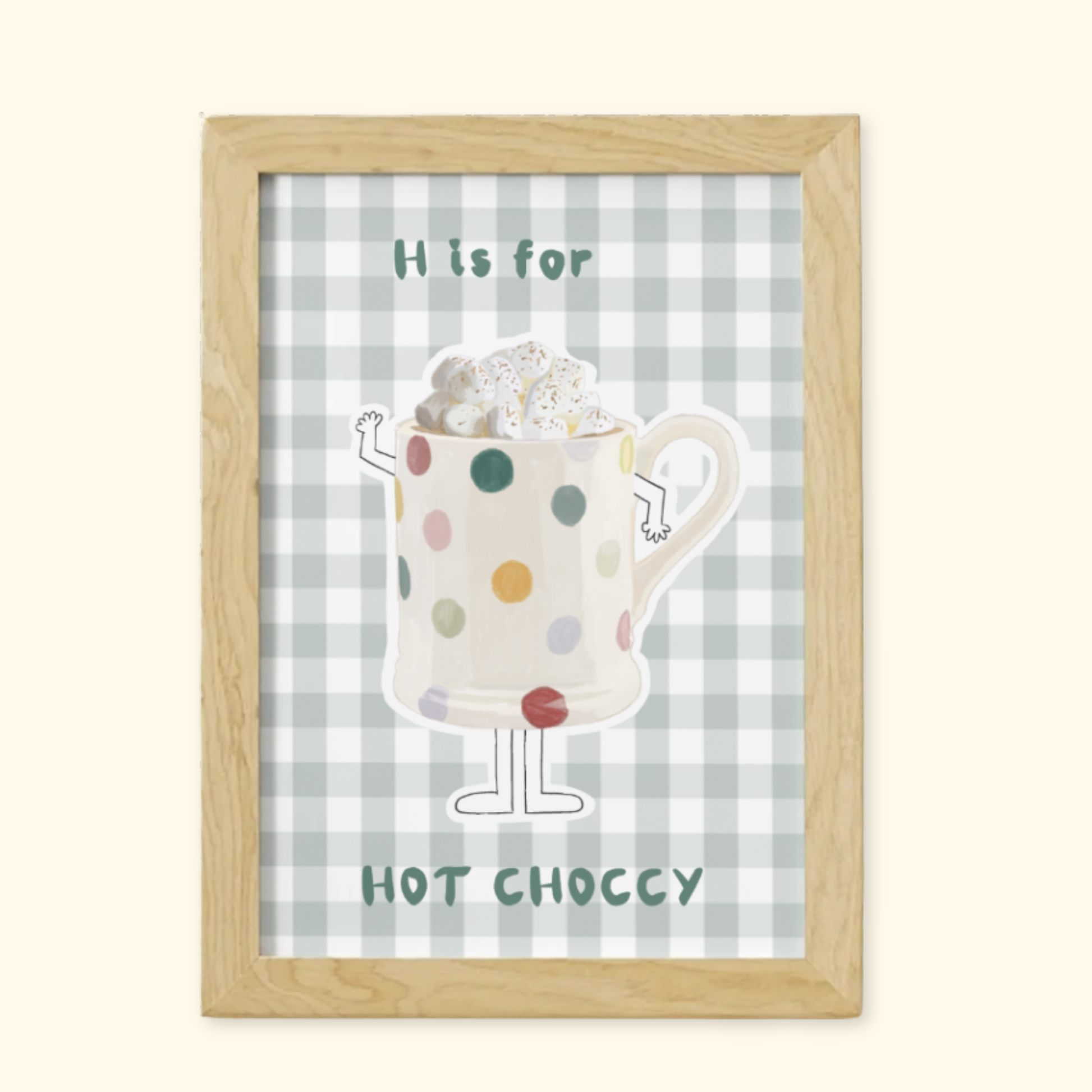 H is for Hot Chocolate framed mockup