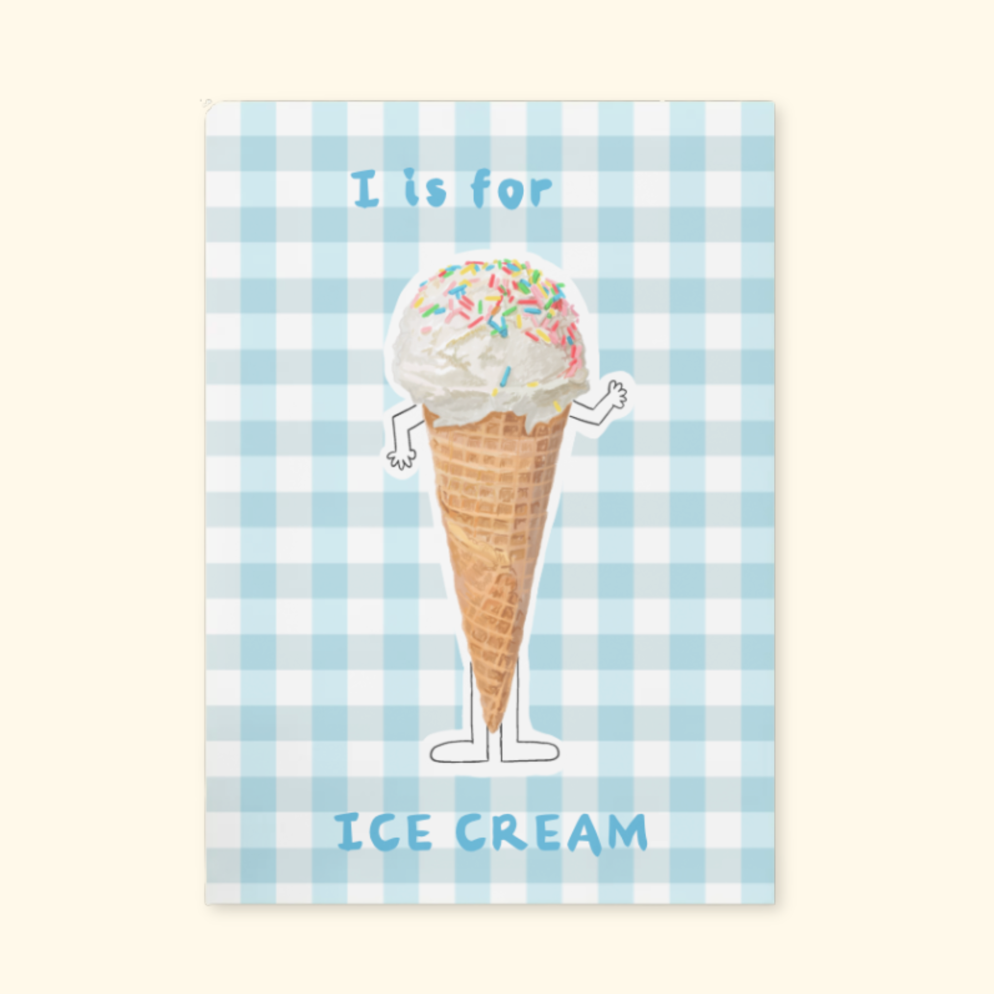 I is for Ice Cream Blue framed mockup