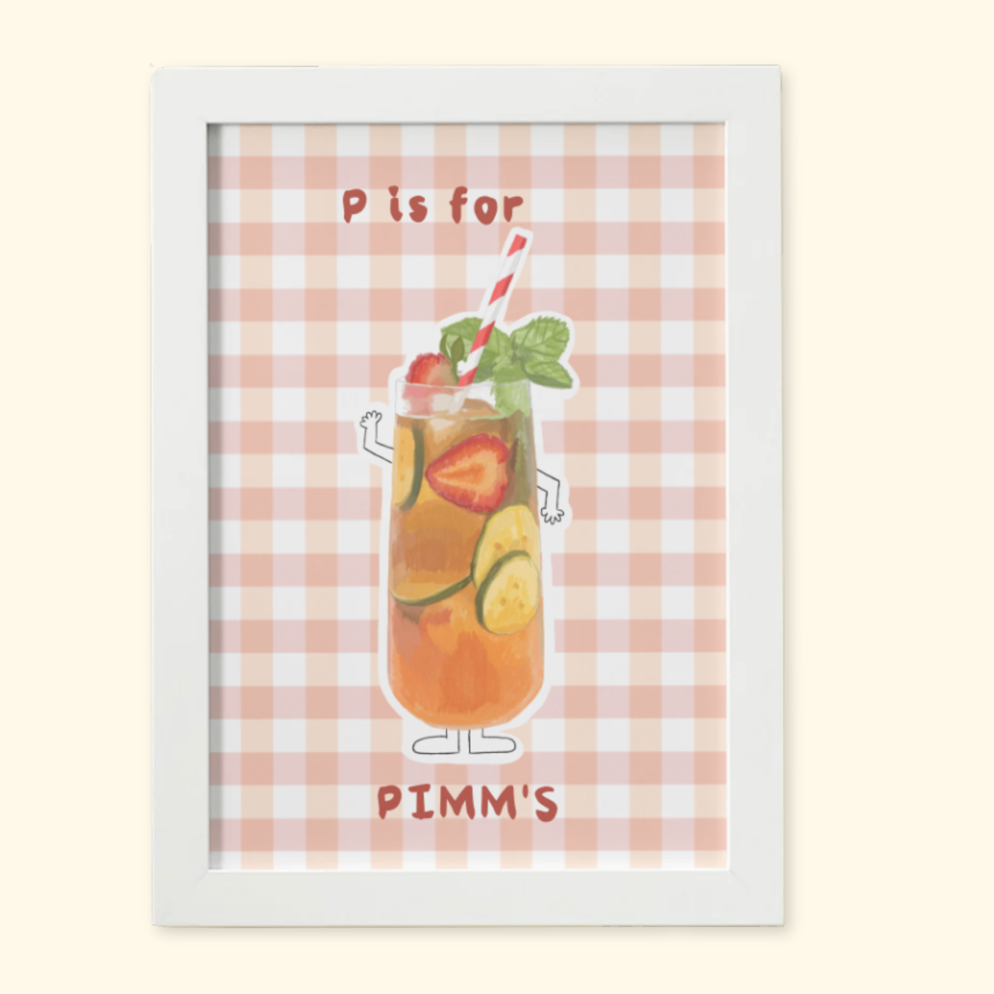 P is for Pimm's framed mockup