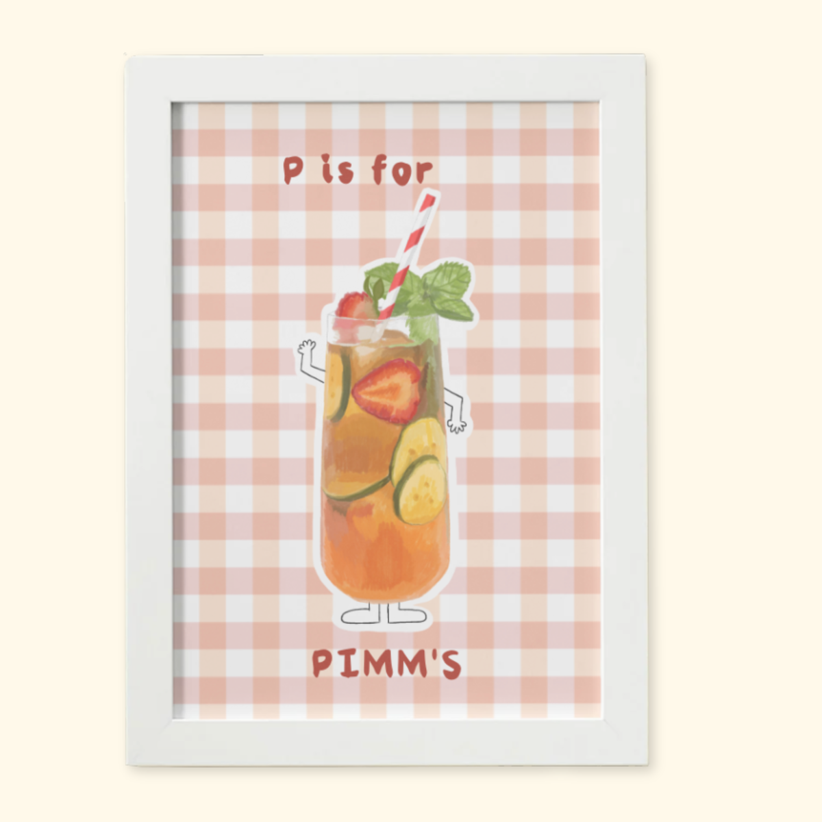 P is for Pimm's framed mockup