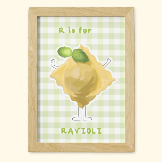 R is for Ravioli framed mockup