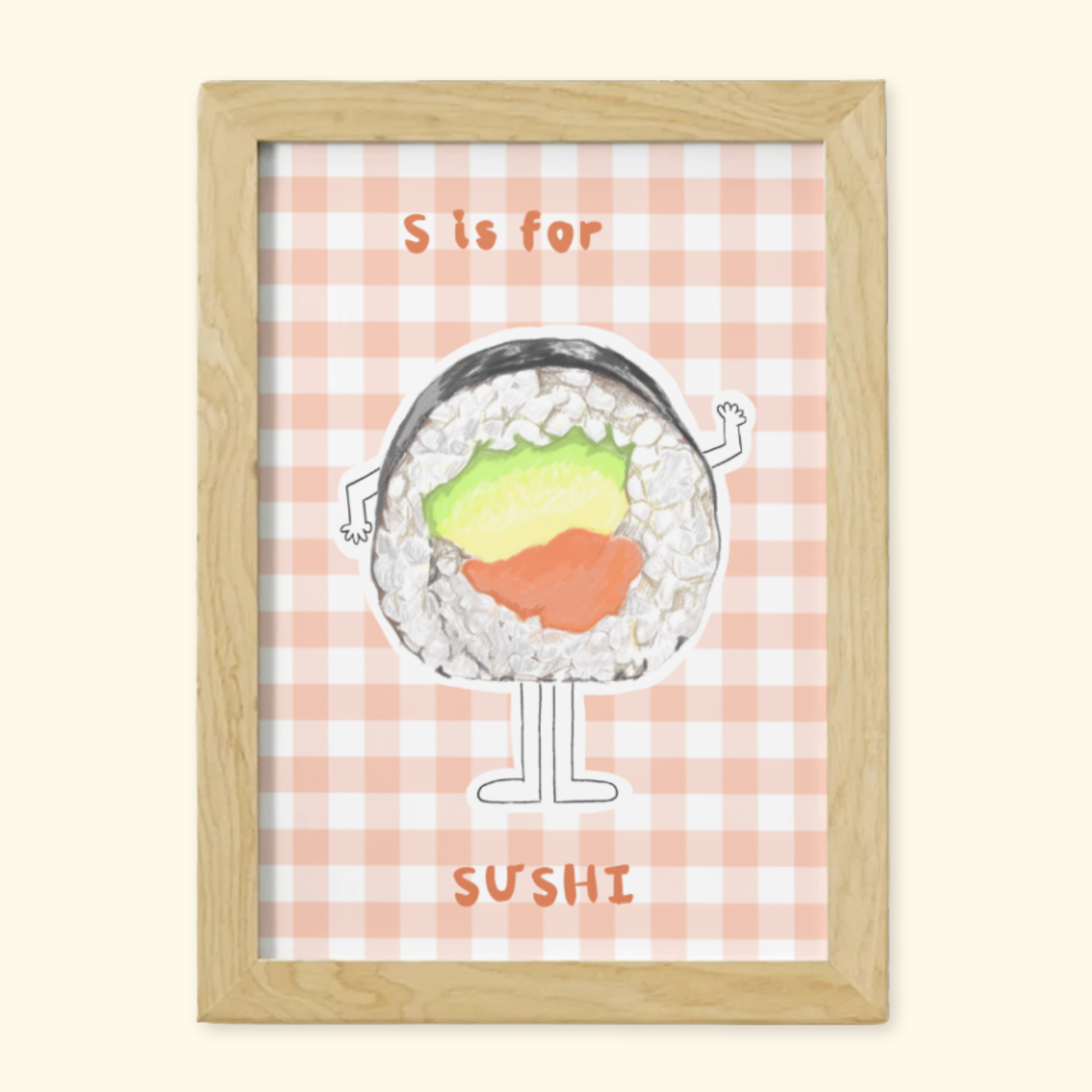 S is for Sushi framed mockup